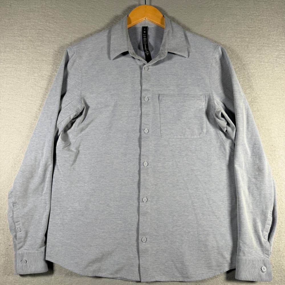 Lululemon‎ Commission Long Sleeve Shirt Mens Medium Light Blue LM3DJQS Button Up